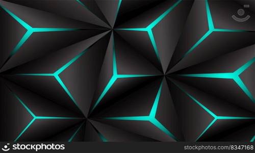 Black polygon blue light futuristic technology design Vector illustration abstract background