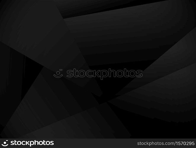 Black polygons triangles mosaic background. Low poly geometric dark backdrop. Vector illustration