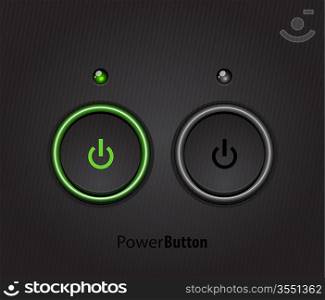 Black power button with led light