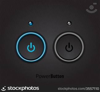 Black power button with led light