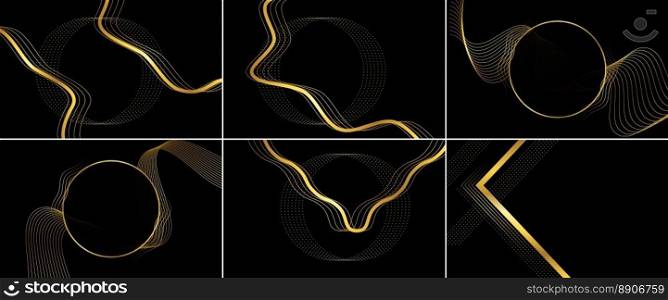 Black premium background with luxury dark golden lines. stripes. circles. and geometric elements simple background suitable for posters. banners. websites. and flyers  vector EPS10