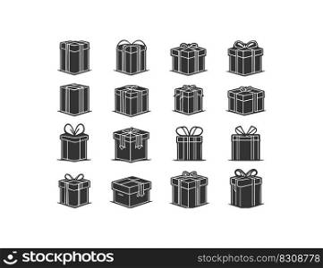 Black present box icons set. Vector illustration design.