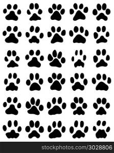 Black print of cats paws