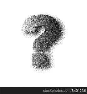 Black question sign in bitmap style on white background.