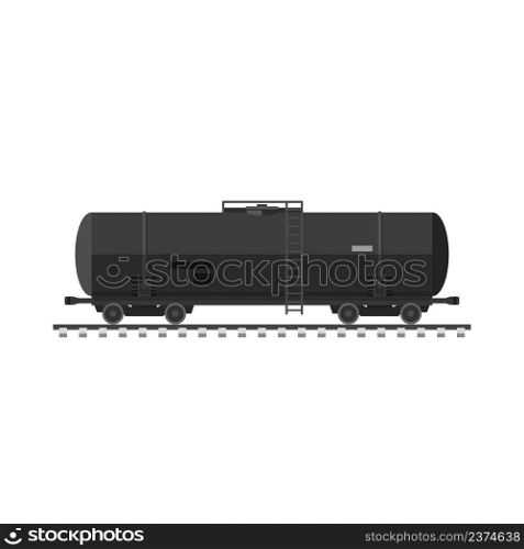 Black railway tanker with oil or other fuel. Black rail tank car.. Black railway tanker with oil or other fuel.