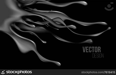 Black realistic 3d flow wavy background. Vector illustration EPS10. Black realistic 3d flow wavy background. Vector illustration