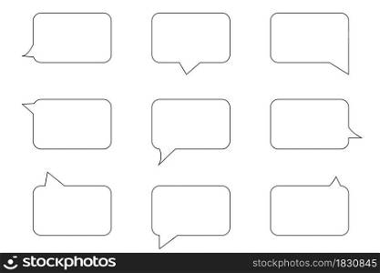 Black rectangle speech bubble icon set. Communication backdrop. Simple design. Vector illustration. Stock image. EPS 10.. Black rectangle speech bubble icon set. Communication backdrop. Simple design. Vector illustration. Stock image.