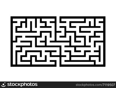 Black rectangular labyrinth. Game for kids. Puzzle for children. Maze conundrum. Flat vector illustration isolated on white background. Black rectangular labyrinth. Game for kids. Puzzle for children. Maze conundrum. Flat vector illustration isolated on white background.