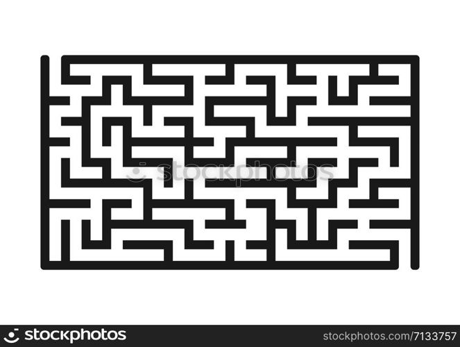 Black rectangular labyrinth. Game for kids. Puzzle for children. Maze conundrum. Flat vector illustration isolated on white background. Black rectangular labyrinth. Game for kids. Puzzle for children. Maze conundrum. Flat vector illustration isolated on white background.