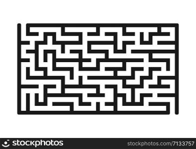 Black rectangular labyrinth. Game for kids. Puzzle for children. Maze conundrum. Flat vector illustration isolated on white background. Black rectangular labyrinth. Game for kids. Puzzle for children. Maze conundrum. Flat vector illustration isolated on white background.