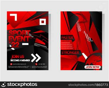 Black, Red and white sport social media banner templates with unique style. Business brochure collection. Leaflet, flyer, book cover, presentation, card template set for marketing.
