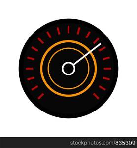 Black red speedometer icon. Flat illustration of black red speedometer vector icon for web isolated on white. Black red speedometer icon, flat style