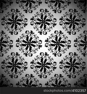 Black repeating seamless design illustrated pattern with silver background