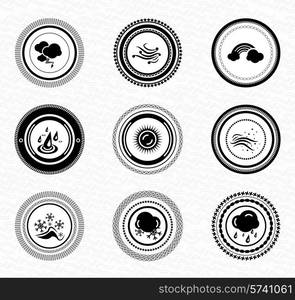 Black retro stamps with icons