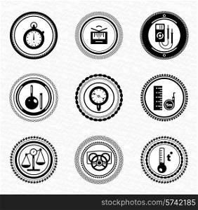 Black retro stamps with icons