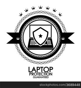 Black retro vintage label laptop protection stamp