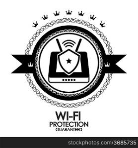 Black retro vintage label wi-fi protection