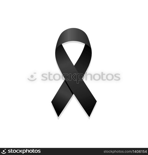 Black ribbon. Remembrance sign. Isolated vector illustration