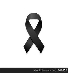 Black ribbon. Remembrance sign. Isolated vector illustration