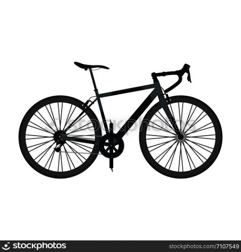 black road bike isolated on white background, flat style
