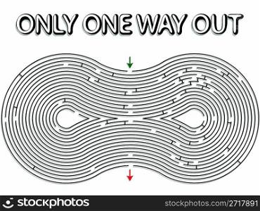 black rounded maze against white background, abstract vector art illustration