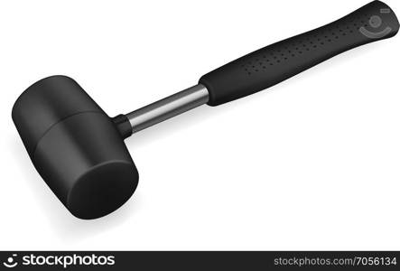 Black rubber sledgehammer. Photorealistic black rubber sledgehammer on white background
