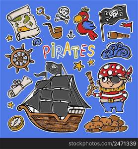 BLACK SAILS Pirate Cartoon Clipart Vector Illustration Set