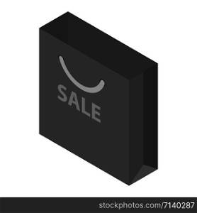 Black sale bag icon. Isometric of black sale bag vector icon for web design isolated on white background. Black sale bag icon, isometric style