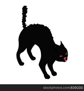 Black scary cat icon. Isometric of black scary cat vector icon for web design isolated on white background. Black scary cat icon, isometric style