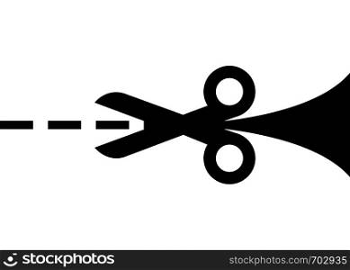 Black scissors with cut out on blank background in flat design. Eps10. Black scissors with cut out on blank background in flat design