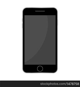 Black screen mobile phone. Isolated smartphone vector. Mockup style template. Stock Photo.