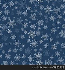 Black seamless Christmas pattern with different snowflakes falling