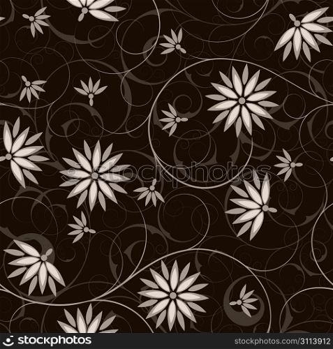 Black seamless from gray flower(can be repeated and scaled in any size)
