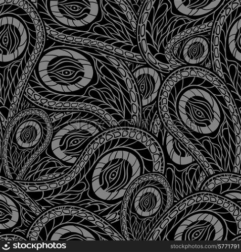 Black seamless pattern with paisley. Vector illustration.. Black seamless pattern with paisley. Vector illustration