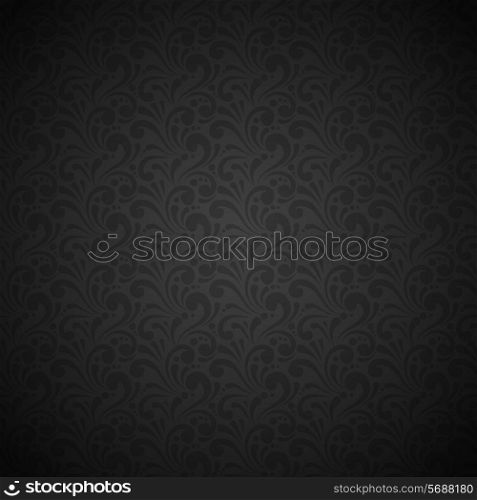 Black seamless retro silk fabric floral ornamental pattern vector illustration