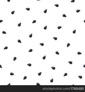Black sesame seeds seamless pattern. Watermelon seeds. Scattered sesame seeds. Vector illustration on white background.. Black sesame seeds seamless pattern. Watermelon seeds. Scattered sesame seeds. Vector illustration on white background