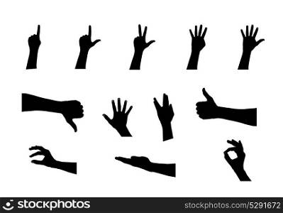 Black Set of Hand. Vector Illustration. EPS10. Black Set of Hand. Vector Illustration