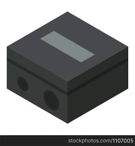 Black sharpener icon. Isometric of black sharpener vector icon for web design isolated on white background. Black sharpener icon, isometric style