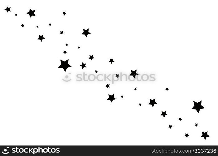 Black Shooting Star with Elegant Star Trail on White Background. Black Shooting Star with Elegant Star Trail on White Background.
