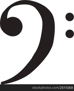 black sign musical bass clef. symbol for sheet music. treble clef sign. flat style.