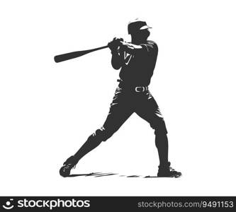 Black silhouette baseball player. Vector illustration design.