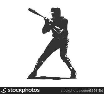 Black silhouette baseball player. Vector illustration design.