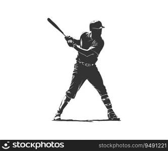 Black silhouette baseball player. Vector illustration design.
