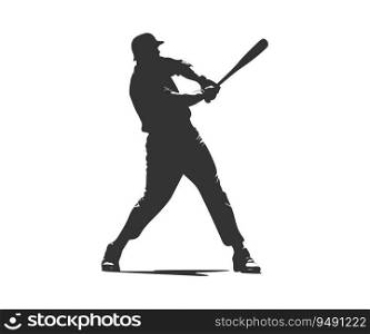 Black silhouette baseball player. Vector illustration design.