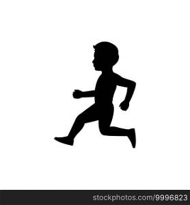 black silhouette design with isolated white background of boy running,vector illstration