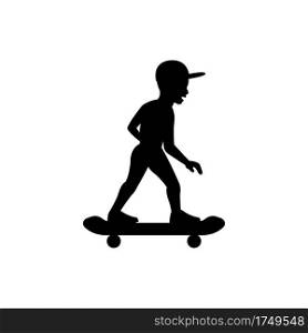 black silhouette design with isolated white background of boy skating,vector illstration