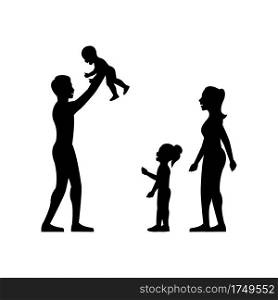 black silhouette design with isolated white background of family are happy,vector illstration