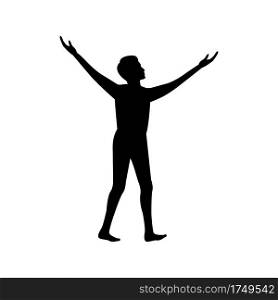 black silhouette design with isolated white background of man being hopeful,vector illstration