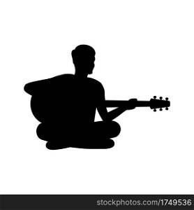 black silhouette design with isolated white background of man playing guitar,vector illstration