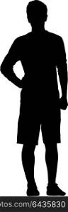Black silhouette man standing, people on white background. Black silhouette man standing, people on white background.